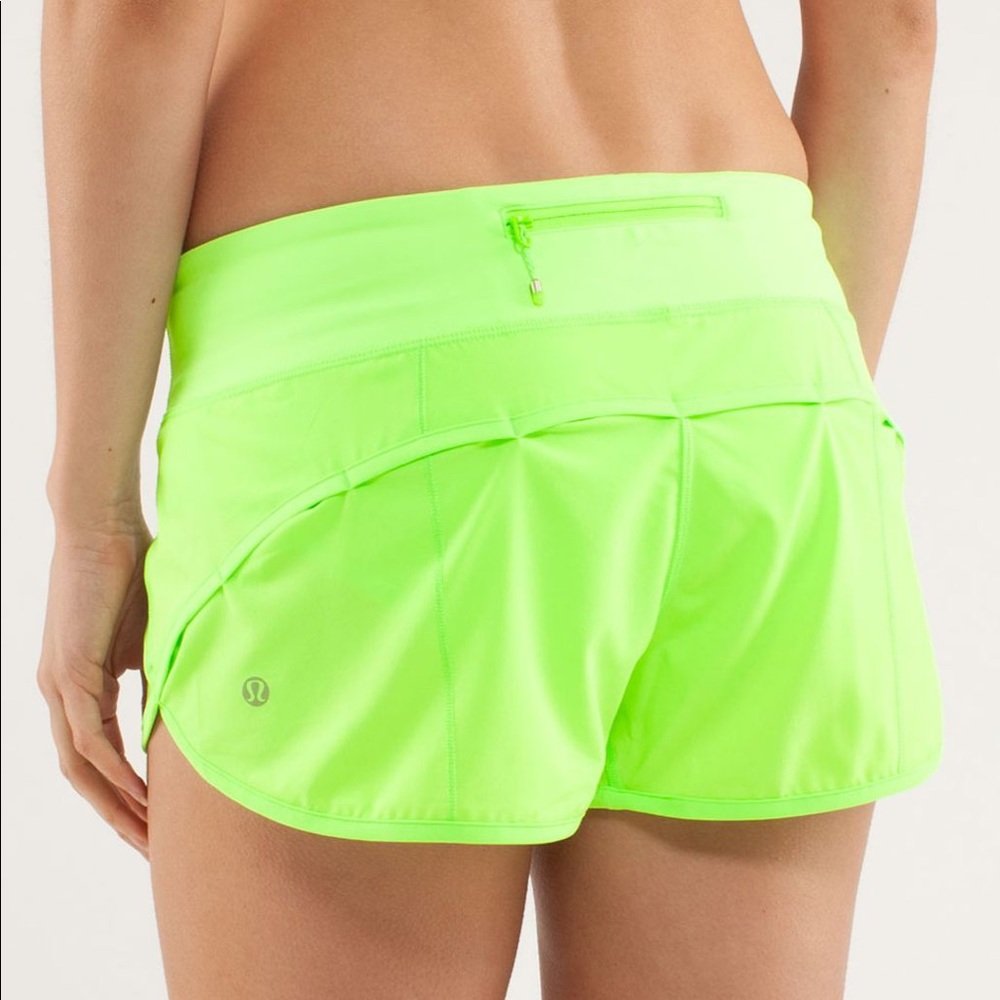 Neon Green Lululemon Sped up Shorts